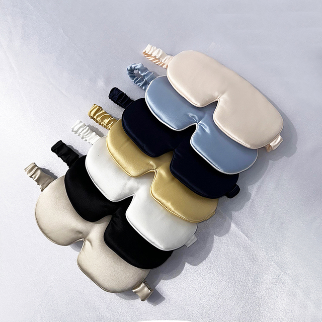 Factory Custom Logo Private Label Seiden-Augenmaske, luxuriöses schwarzes Augenmasken-Set aus 100 % echter Maulbeerseide zum Schlafen